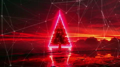 Christmas Tree. An open source Christmas project. Midnight neon background. Stock Footage 273253049