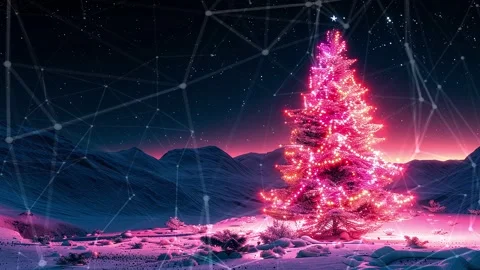 Christmas Tree. An open source Christmas project. Midnight neon background. Stock Footage 273253118