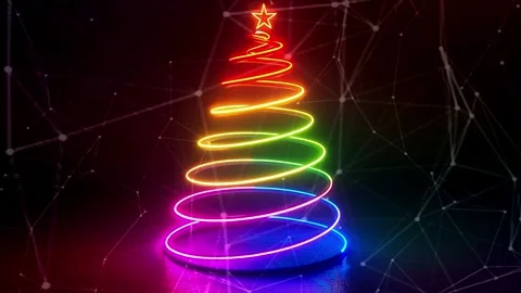 Christmas Tree. An open source Christmas project. Midnight neon background. Stock Footage 273253128