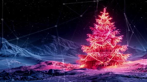 Christmas Tree. An open source Christmas project. Midnight neon background. Stock Footage 273253162
