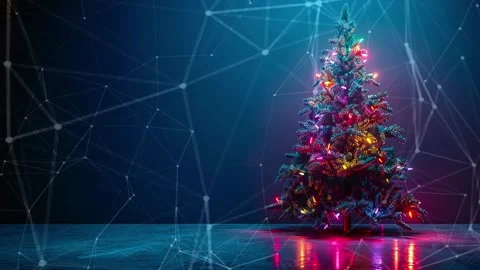 Christmas Tree. An open source Christmas project. Midnight neon background. Stock Footage 273253210