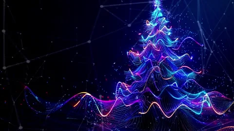 Christmas Tree. An open source Christmas project. Midnight neon background. Stock Footage 273253379