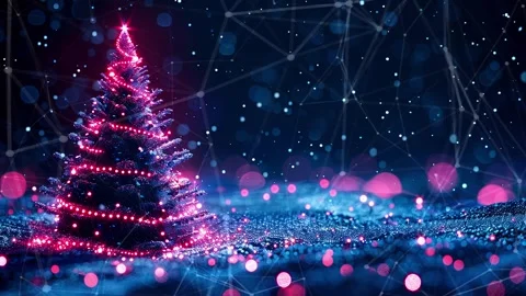 Christmas Tree. An open source Christmas project. Midnight neon background. Stock Footage 273253676