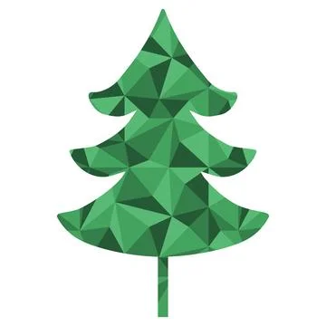 Christmas tree or pine with geometric pattern, winter holidays design element Stock Illustration