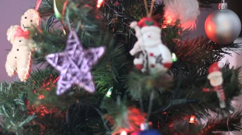 Christmas tree ornament 6 of 6 - rack focus on general decorations Stock Footage 59131614