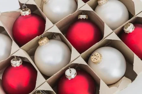 Christmas tree ornament box Stock Photos