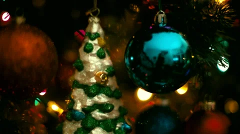 Christmas Tree Ornament Pull Back Stock Footage 44349156