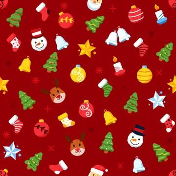 Christmas Tree Ornament Seamless Pattern Stock Illustration