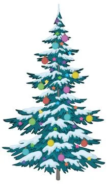 Christmas tree with ornaments Stock Illustration