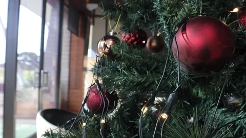 Christmas Tree Ornaments with Lights Stock Footage 228408431