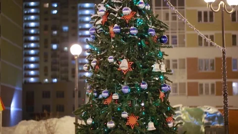 Christmas tree outdoors Video stock 83465315