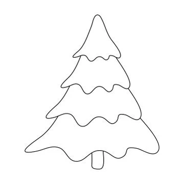 Christmas tree outline.  Contour of empty fir tree. Blank simple pine drawing Stock Illustration