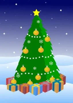 Christmas tree outside Stock Illustration