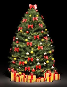 Christmas tree over the black 3d Illustrazione stock
