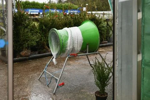 A Christmas tree packed in a plastic net Stock-Fotos