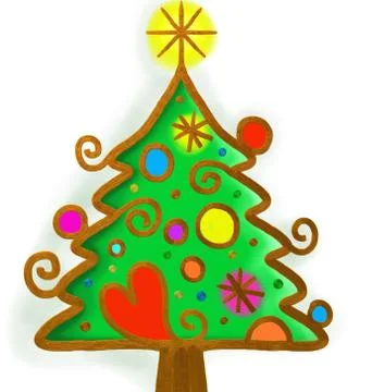 Christmas Tree Paint Doodle Stock-Illustration
