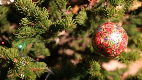 Christmas tree with painted ball Stock Footage 70894937
