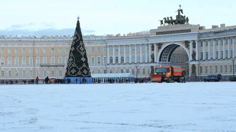 Christmas tree on the Palace Square. Stock Footage 58278488