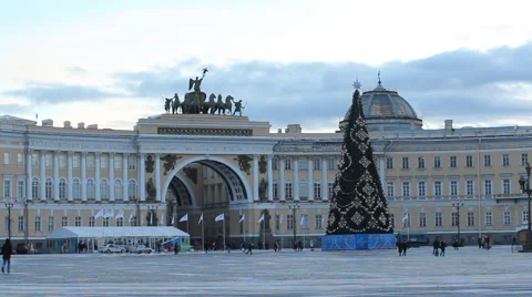 Christmas tree on the Palace Square. Stock Footage 58279103