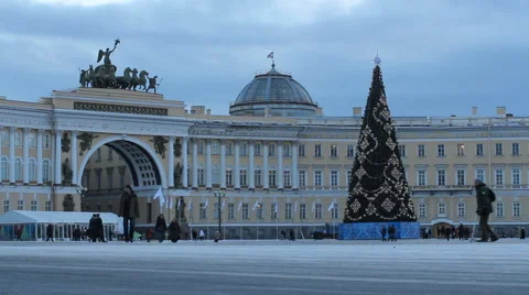 Christmas tree on the Palace Square. Stock Footage 58279279