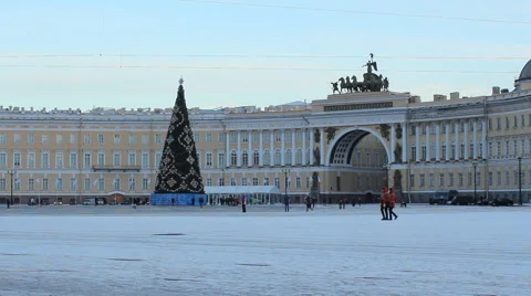 Christmas tree on the Palace Square. Stock Footage 58279375