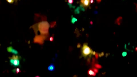Christmas Tree Pan Down From Star to Lower Tree Stock Footage 144386897