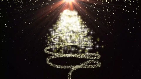 Christmas Tree Particle Animation with Snow Falling Transparent Black 4K Stock Footage 339715099