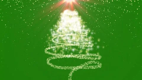 Christmas Tree Particle Animation with Snow Falling Transparent Green 4K Stock Footage 339715133