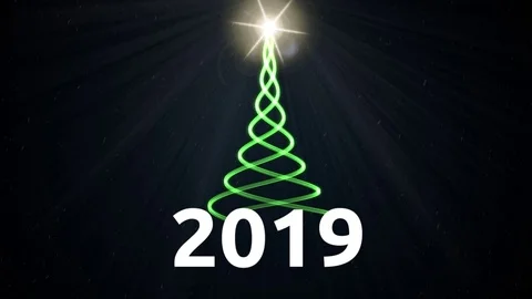 Christmas tree of particles. Text 2019. Stock Footage 98853690