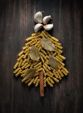 Christmas tree of pasta Stock Photos