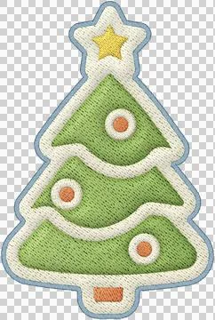 Christmas tree patchwork element embroidery ornament cute holiday icon fest.. Stock Illustration
