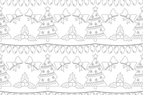 Christmas Tree Pattern Coloring Page Stock Illustration