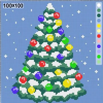 Christmas tree -  pattern for  cross-stitch or knitting Stock Illustration