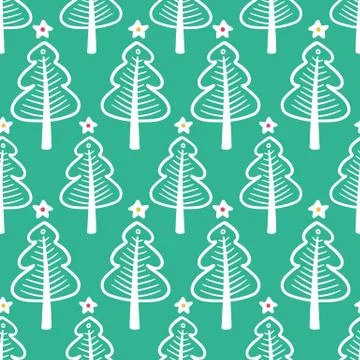 Christmas tree pattern design background. Cute Seasonal vector seamless repeat. Illustrazione stock