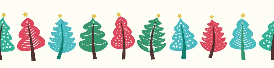 Christmas tree pattern design banner background, seasonal vector seamless repeat Illustrazione stock