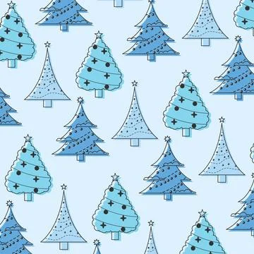 Christmas tree pattern with different tree designs on green, Vector イラスト素材