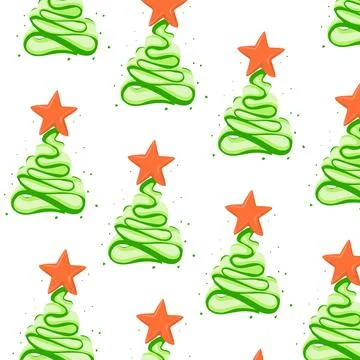 Christmas tree pattern with green and orange stars Made from fresh cucumber and  Stock-Illustration