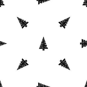Christmas tree pattern seamless black Stock Illustration