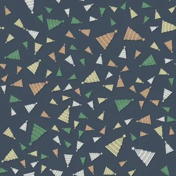Christmas tree pattern Simple Happy New Year background. Vector design for Stock Illustration