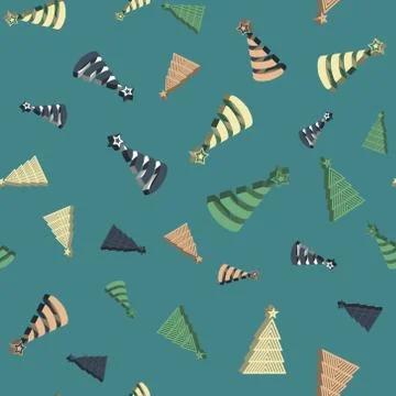 Christmas tree pattern Simple Happy New Year background. Vector design for Stock Illustration