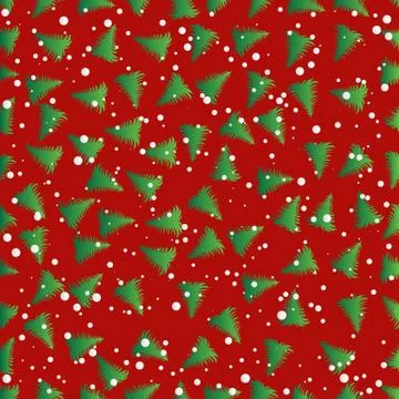 Christmas tree  pattern with snow background vector. Stock Illustration
