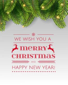 Christmas Tree Pine Branches Like Frame on White Background. Stock Illustration