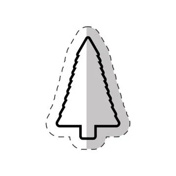 Christmas tree pine cut line Stock Illustration