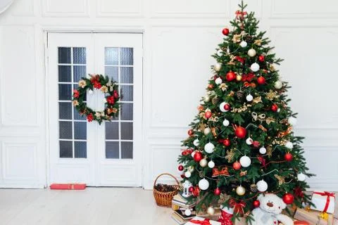 Christmas tree pine decor white house new year holiday gifts 스톡 사진