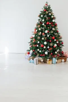 Christmas tree pine decor white house new year holiday gifts Stock Photos