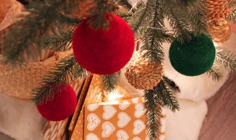 Christmas tree pine place for lettering christmas background New Year's still Stock Photos