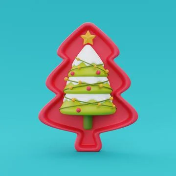 Christmas tree with pine tree and decoration lights. Merry Christmas and Happ Stock Illustration