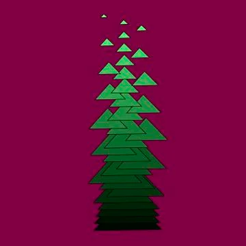 Christmas tree on pink background Stock Illustration