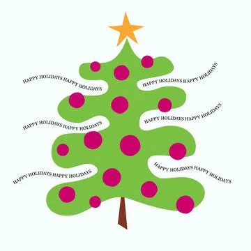 Christmas Tree &amp; Pink Ornaments Stock Illustration