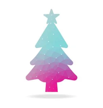 Christmas tree with polygon Stock Illustration